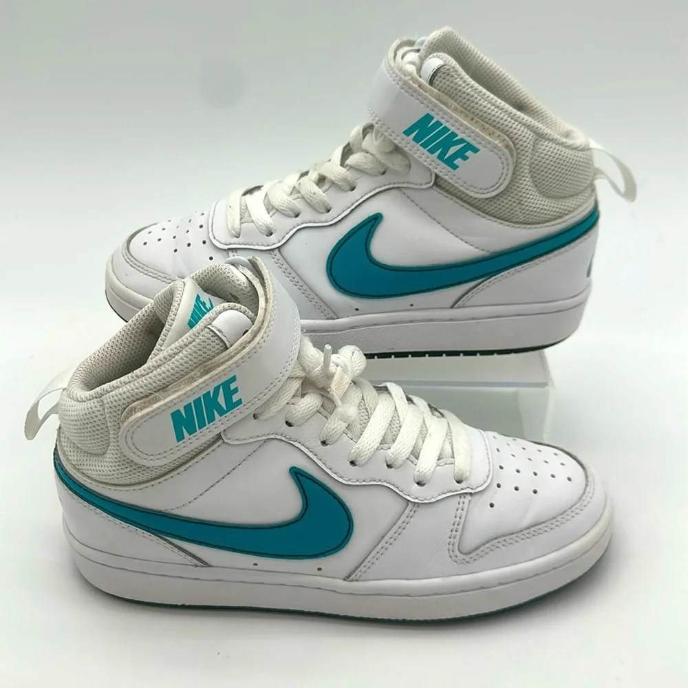 Nike Court Borough Mid 2 GS CD7782-117 Sneaker Kids 3.5 Y White Leather Shoes